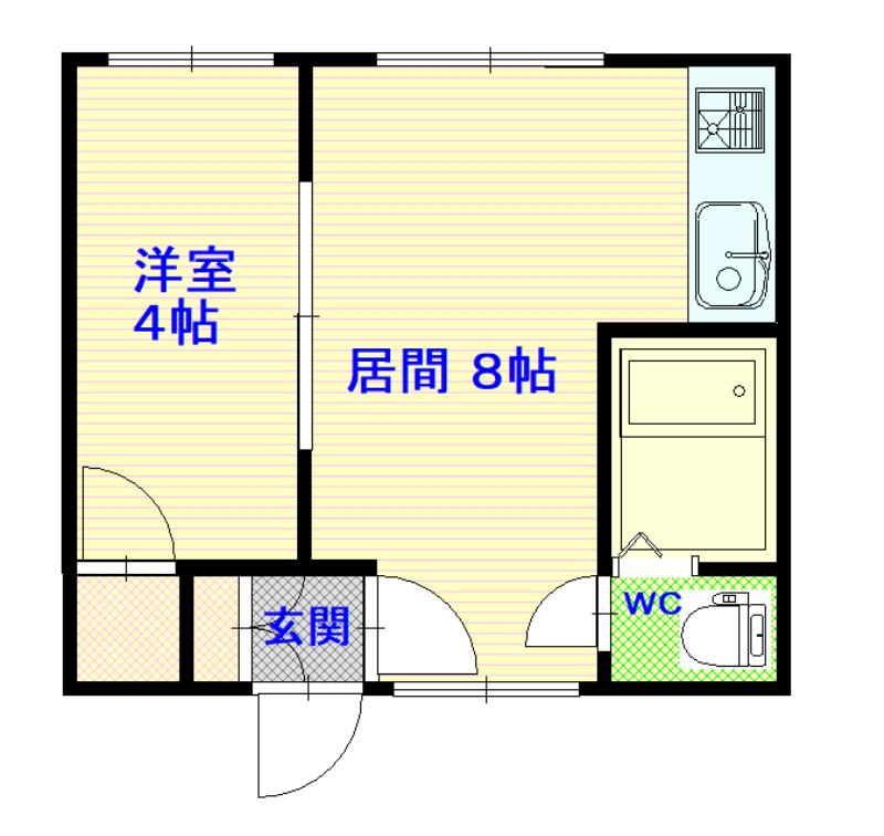 ハウスザライフビル(1LDK/2階)の間取り写真