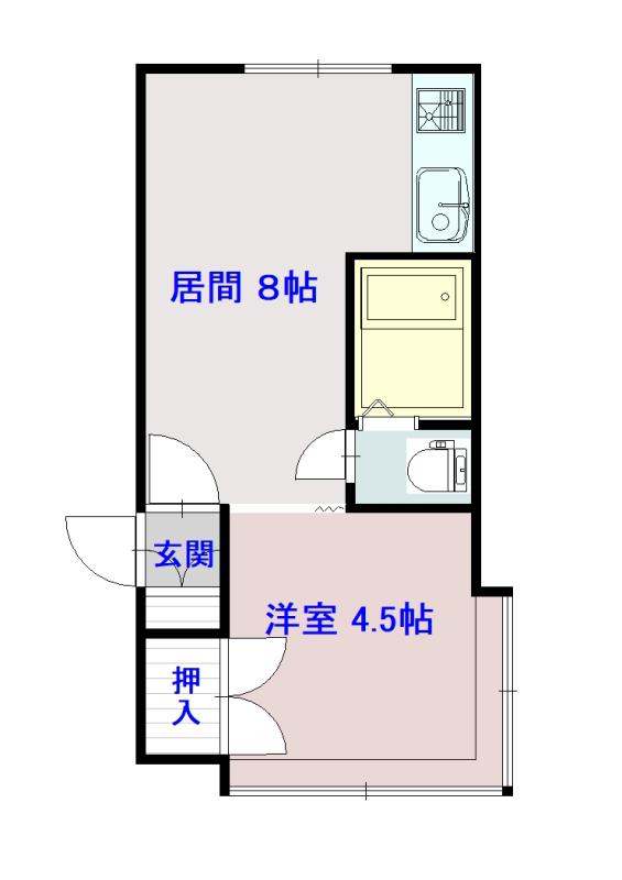 ハウスザライフビル(1LDK/2階)の間取り写真
