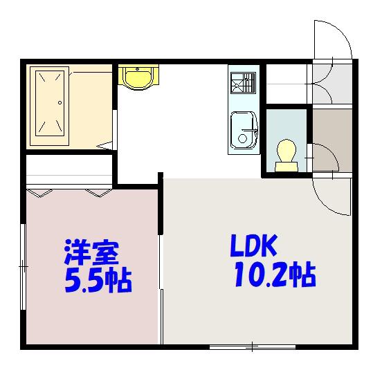ピースフルⅡ(1LDK/1階)の間取り写真