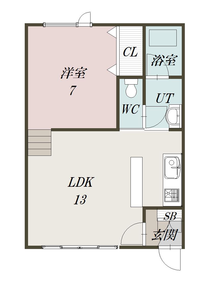 YAMAZAKI ⅠⅡ(1LDK/2階)の間取り写真