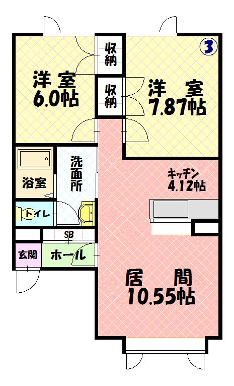メルシー末広(2LDK/2階)の間取り写真