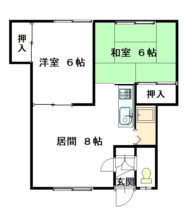 南9.26ハイツ(2DK/2階)の間取り写真