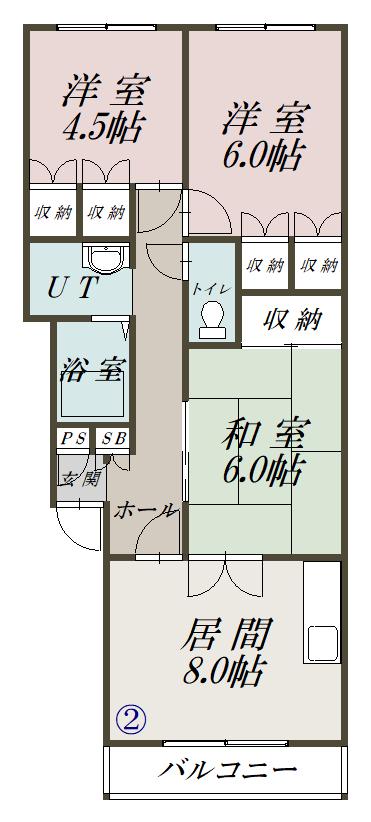 スガワラハイツ(3DK/2階)の間取り写真