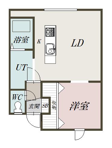 富良野線 西御料駅 徒歩12分 2階建 築23年(1LDK/1階)の間取り写真
