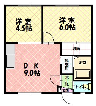 メゾン・ド・パール(2DK/2階)の間取り写真