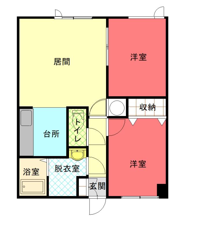 リバーサイドハイツA(2LDK/3階)の間取り写真