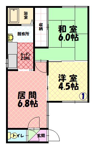 SUNSHINE26(2DK/1階)の間取り写真
