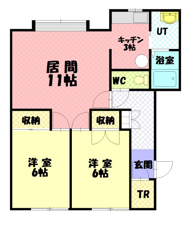 ライフカムイA(2LDK/2階)の間取り写真