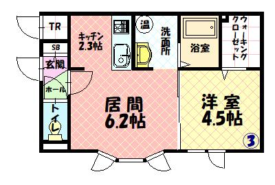 ルピナス24A(1LDK/1階)の間取り写真