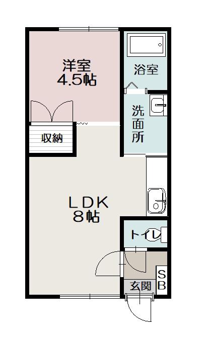 サニーサイド3・3(1LDK/2階)の間取り写真