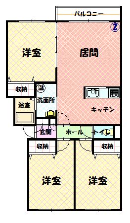 ラポーレⅡ(3LDK/1階)の間取り写真