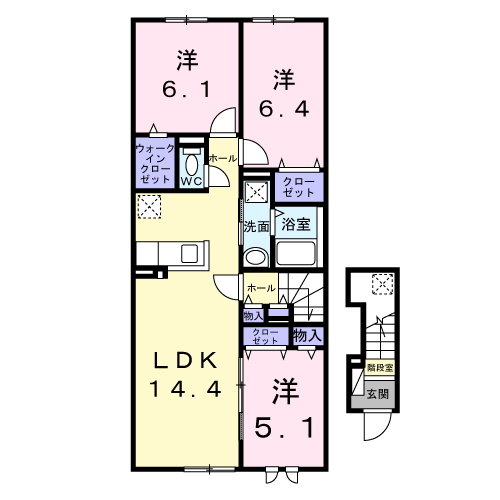 キスイ キャトル(3LDK/2階)の間取り写真
