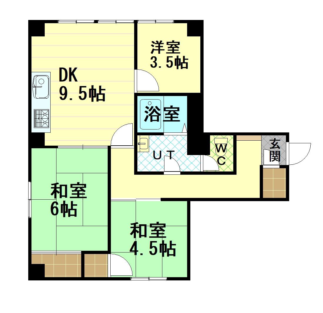 シルバーハイツ(3DK/3階)の間取り写真