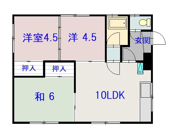 サンコーハイツⅡ(3LDK/1階)の間取り写真