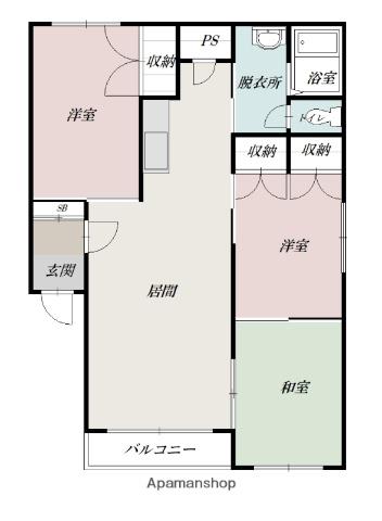 末岡イースト7・8(3LDK/4階)の間取り写真