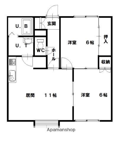 レジデンス深川A(2LDK/2階)の間取り写真