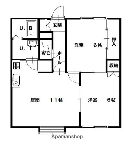 レジデンス深川B(2LDK/2階)の間取り写真