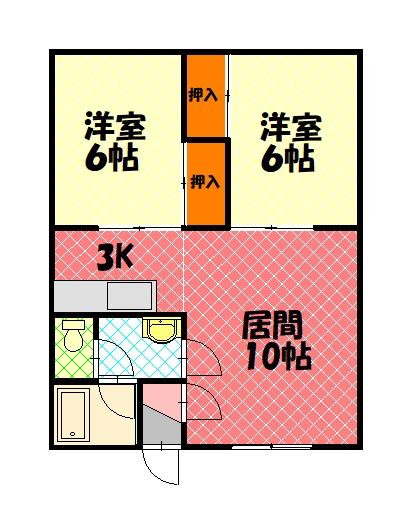 ヴィプレ820(2LDK/2階)の間取り写真