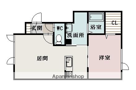 GRAND GRACE4-1(1LDK/2階)の間取り写真