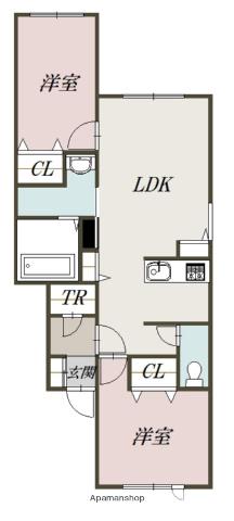 ブルームーンH&M(2LDK/1階)の間取り写真