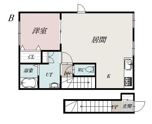 ジェラン神楽岡フェリーチェ(1LDK/1階)の間取り写真