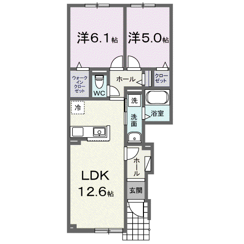 ベルメゾンG(2LDK/1階)の間取り写真