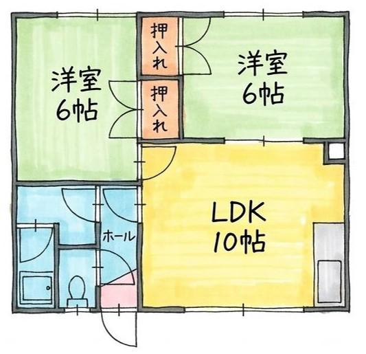 マンションイースト(2LDK/1階)の間取り写真
