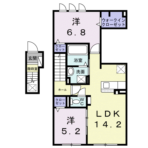 ソナーレⅡ(2LDK/2階)の間取り写真