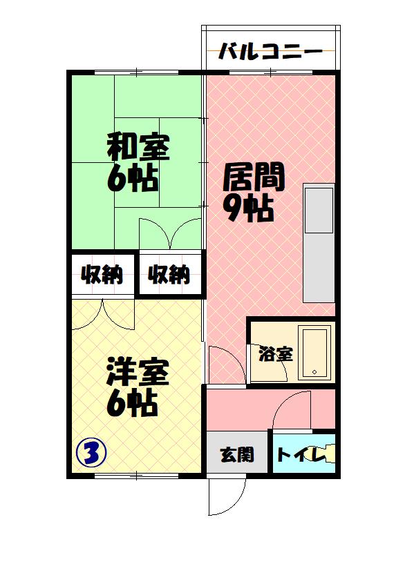 マンションやまだA棟(2DK/2階)の間取り写真