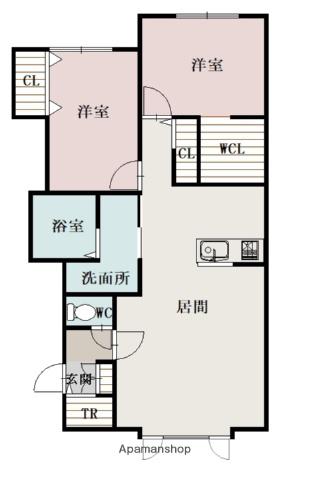 フルールⅡ(2LDK/2階)の間取り写真