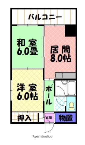 滝川ハイツNO.2(2DK/6階)の間取り写真