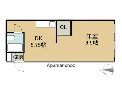 ハイツ513(1DK/2階)の間取り写真