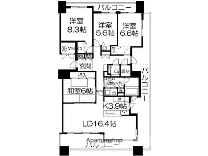 パシフィック西6条アネックス(4LDK/4階)の間取り写真