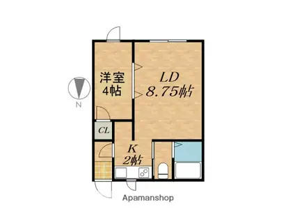 ARMしんとく1(1LDK/1階)の間取り写真