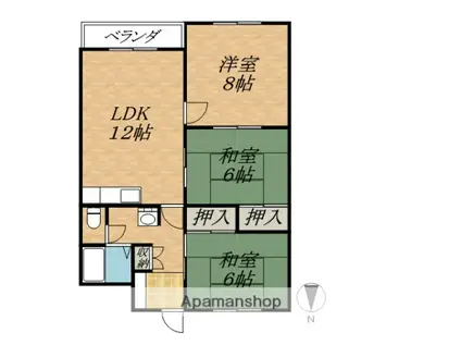 タウン16(3LDK/4階)の間取り写真