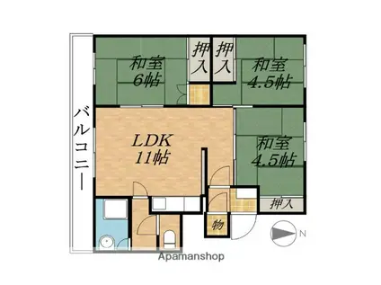 柳町アパートメント(3LDK/3階)の間取り写真