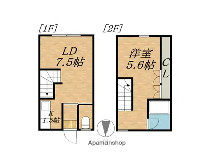 根室本線 帯広駅 バス乗車時間：25分 西１２条４０丁目バス停で下車 徒歩5分 2階建 築31年(1LDK)の間取り写真