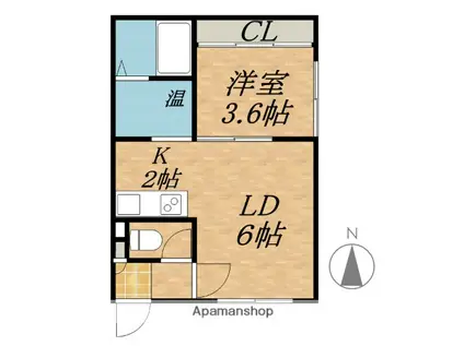 文教荘2(1DK/1階)の間取り写真