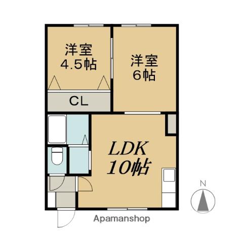 コムニ表参道西館(2LDK/2階)の間取り写真