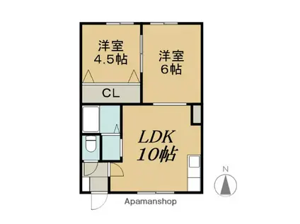 コムニ表参道西館(2LDK/2階)の間取り写真