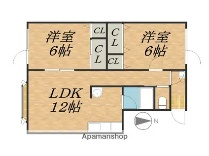 HEIGHTS SASAKI(2LDK/1階)の間取り写真