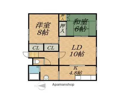 ハイツ山田(2LDK/1階)の間取り写真