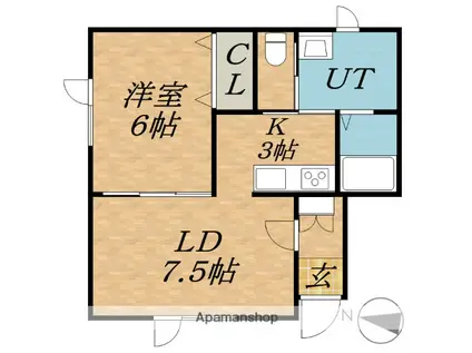 PRENDRE K Ⅱ(1LDK/2階)の間取り写真