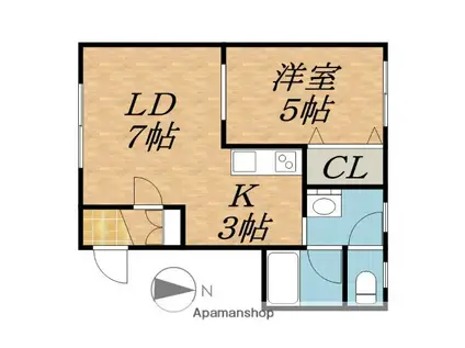 パリエトキアⅢ(1LDK/2階)の間取り写真