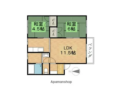 コーポ203(2LDK/2階)の間取り写真