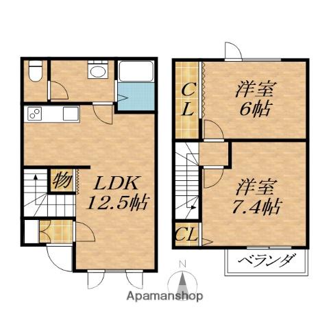 メゾンミモザ(2LDK)の間取り写真