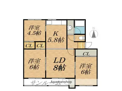 ドルフ8(3LDK/2階)の間取り写真