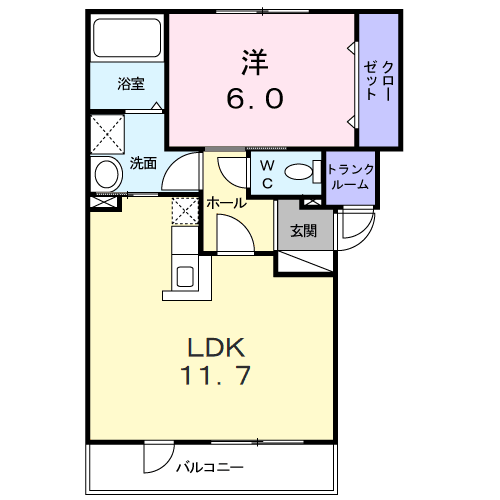 プリムローズ(1LDK/3階)の間取り写真