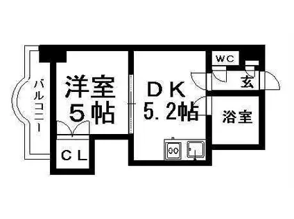 エンドレス三井リバーサイド(1DK/5階)の間取り写真