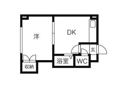 ダイアナ麻生マンション(1DK/4階)の間取り写真